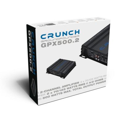 Crunch GPX500.2 - wzmacniacz dwukanałowy, moc RMS 2x70 Wat przy 4 Ohm