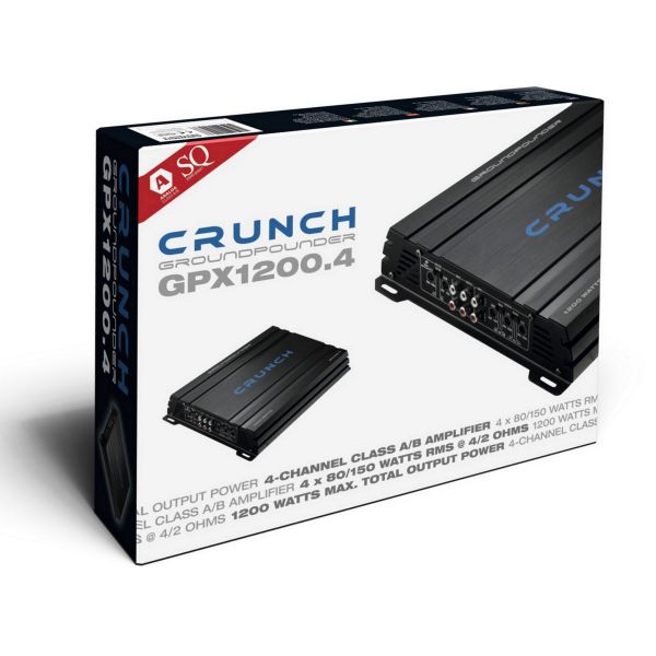Crunch GPX1200.4 - wzmacniacz czterokanałowy, moc RMS 4x80 Wat przy 4 Ohm