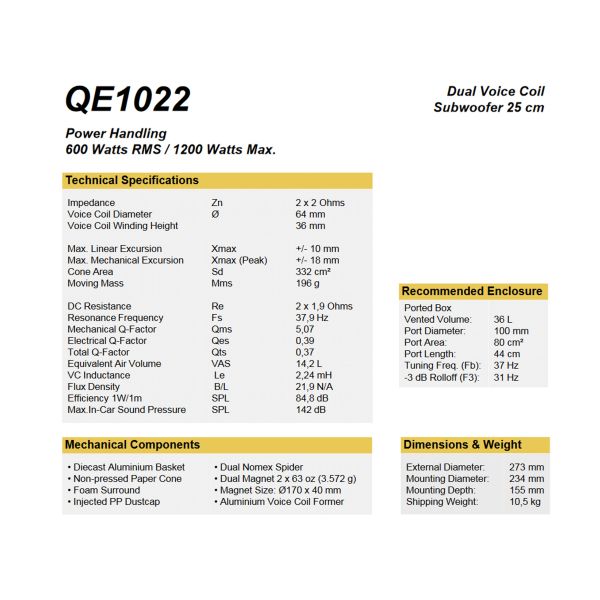 ESX QE1022 - subwoofer samochodowy
