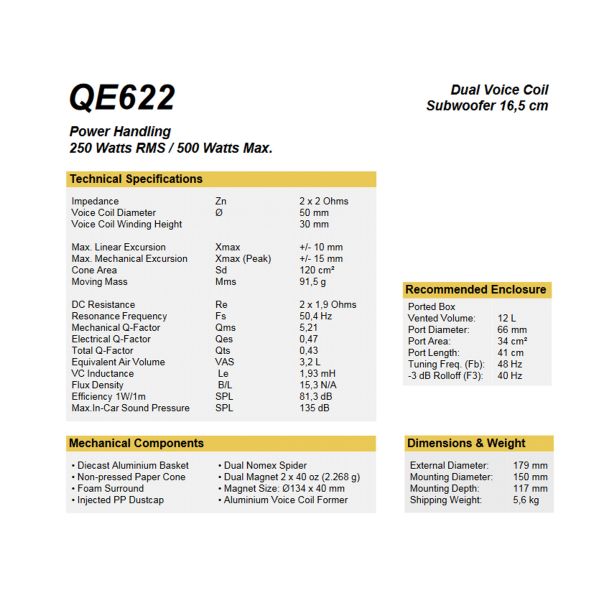ESX QE622 - subwoofer samochodowy