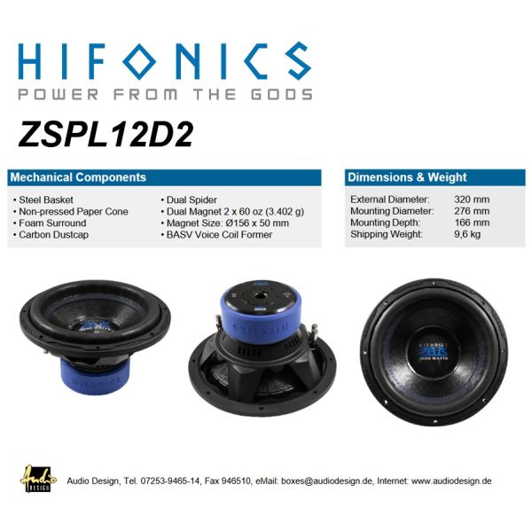 HiFonics ZSPL12D2 - subwoofer samochodowy