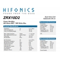 HiFonics ZRX10D2 - subwoofer średnica  250 mm, moc 800 Wat RMS, Impedancja 2x2 Ohm