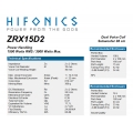 HiFonics ZRX15D2 - subwoofer samochodowy