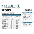 HiFonics ZST10D2 - subwoofer samochodowy