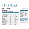 HiFonics ZST10D4 - subwoofer samochodowy