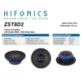 HiFonics ZST8D2 - subwoofer średnica  200 mm, moc 250 Wat RMS, Impedancja 2x2 Ohm