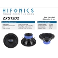 HiFonics ZXS12D2 - subwoofer średnica  300 mm, moc 500 Wat RMS, Impedancja 2x2 Ohm