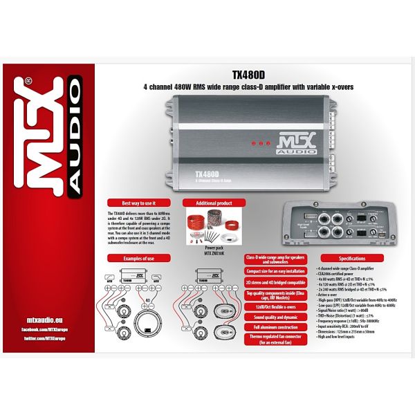 MTX TX480D - wzmacniacz czterokanałowy