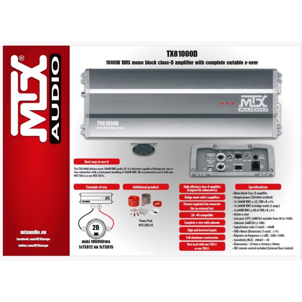 MTX TX81000D - wzmacniacz jednokanałowy