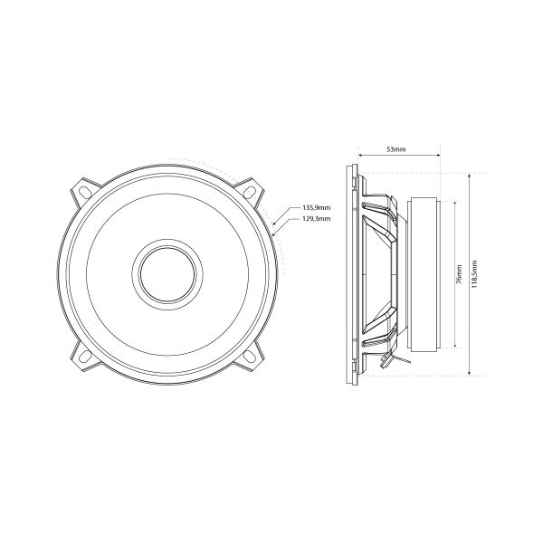 MTX TX450S - głośniki odseparowane, średnica midbasu 130 mm,
