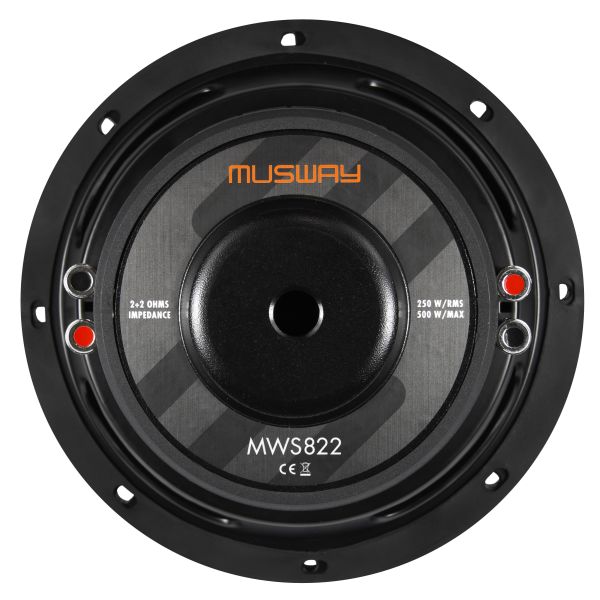 Musway MWS822 - subwoofer, średnica 200 mm, moc RMS 250 Wat, impedancja 2x2 Ohm