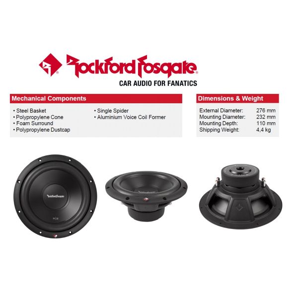 Rockford Fosgate R2D2-10 - subwoofer, średnica 10 cali - 25 cm, Impedancja 2x2 Ohm